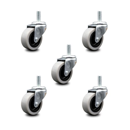 Service Caster 2 Inch Thermoplastic Rubber Wheel 1/2 Inch Threaded Stem Caster SCC, 5PK SCC-TS05S210-TPRS-121315-5